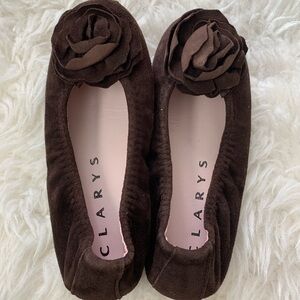 Clarys Spanish Leather Rose Ballet Flats – Size 10 Toddler